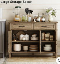 Wood Buffet Cabinet, Sideboard Cabinet, Storage Cabinet with 2 Drawers and 3 Doors, Adjustable Shelves, Washed Gray! (NEW IN BOX)