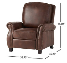 Ember Interiors Nathan Standard 2-Tone Brown Faux Leather Nailhead Recliner!! BRAND NEW!!