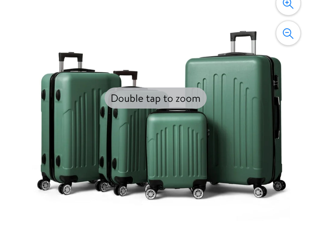 Zimtown 4 Piece Luggage Set, ABS Hard Shell Suitcase Luggage Sets Double Wheels with TSA Lock, Vintage Green- NEW- small shipping damages