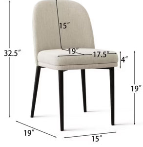Upholstered Dining Chairs with Linen Blend Fabric and Metal Legs, Modern Armless Side Chairs for Dining Room-Maison Boucle, Set of 2! (NEW IN BOX)