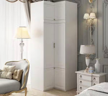 White Wood 35.4 in. W 6-Door Corner Wardrobe Armoires with Hanging Rod, Storage Shelves 93.9 in. H x 35.4 in. D! (NEW IN BOX)