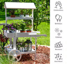 Sunnydaze 21.75 in. x 33.75 in. x 49.25 in. Country Market Wood Flower Stand Raised Garden Bed White!! NEW IN BOX!!
