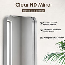 SDHYL Silver Medicine Cabinet Mirror with 2 Storage Shelves, 24”x16” Recessed Medicine Cabinet with Mirror for Bathroom, Wall Mounted Deep Metal Framed Rounded Corner Rectangle - WE DO NOT SHIP!!