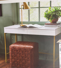 Loring Wood Writing Desk with Drawers and Charging Station, White! (NEW IN BOX)