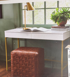 Loring Wood Writing Desk with Drawers and Charging Station, White! (NEW IN BOX)