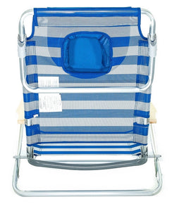 Ostrich 5 Position Aluminum Beach Chair, Blue/white!! NEW IN BOX!!