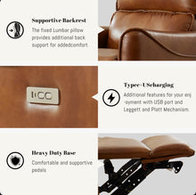 Ivy Bronx 32.3" Wide Power Recliner PU Leather 270° Swivel and Rocker Recliner with USB Port