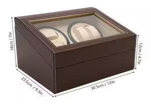 Brown Leather Automatic Watch Winder 4 plus 6 Watch Storage Box!! NEW OUT OF BOX!!