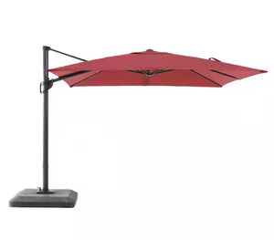 10Ft Cantilever Square Offset Patio Umbrella in Chili Red with Base Included! (NEW IN BOX)