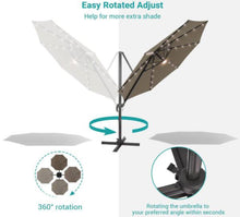 11 ft. LED Premium Cantilever Patio Umbrella - Outdoor Comfort with 360° Rotation and Canopy Angle Adjustment, Taup! (NEW IN BOX)