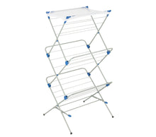 Honey-Can-Do 3-Tier Folding Accordion Steel Clothes Drying Rack with  Mesh Top, Silver/Blue**New in box**