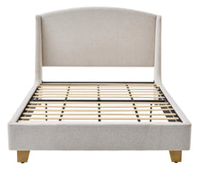 Better Homes & Gardens Windsor Platform Bed with Wingback Headboard, Queen, Wheat Boucle