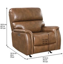 Barcalounger Presley Leather Power Rocker Recliner with Power Headrest, Brown! (NEW - HAS MINOR BLEMISH ON BOTTOM OF FRONT LEFT - PHOTOS SHOWN)