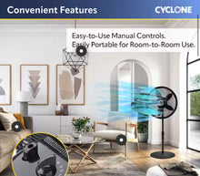 Lasko Cyclone 18 in. 3 Speed Oscillating Pedestal Fan for Home in Black with Adjustable Height, Tilt Back Head, Easy Assembly! (NEW)