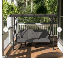 3-Person Metal Patio Swing Outdoor with Adjustable Polycarbonate Canopy, Dark Gray- new in 2 boxes