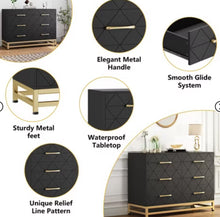 Dresser for Bedroom with 6 Drawer Double Dressers, Modern Wooden Dresser Chest, Black! (NEW IN BOX)