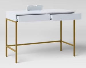 Loring Wood Writing Desk with Drawers and Charging Station, White! (NEW IN BOX)