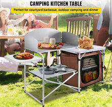 Outdoor 2-Tier Kitchen with Zippered Bag, Portable Folding Cook Table for BBQ, Party and Camping, Brown! (NEW IN BOX)