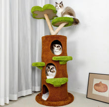 58.3'' H Solid Wood Cat Tree / Multi Cat Condo Warm Soft Furry Cat Climbing Shelf Fluffy Perch Cat Bed- new in box - assembly required