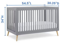 Delta Children Jordan 4-in-1 Convertible Crib, Gray! (NEW IN BOX)