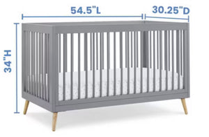 Delta Children Jordan 4-in-1 Convertible Crib, Gray! (NEW IN BOX)