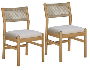 Better Homes & Gardens Lillian Fluted Dining Chairs 2 Pack, Beige Velvet, Rope Back!! NEW IN BOX!!