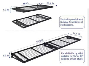 Flexmounts 24 in. x 48 in. Heavy Duty Wall Shelf with Brackets in Black! (NEW)