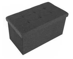 Seville Classics Foldable Storage Bench Ottoman non-woven Polyester, Charcoal Gray**New in box**