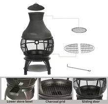 HeatMaxx 45 in. Outdoor Fireplace Wooden Black Fire Pit, Chimenea