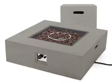 Noble House Zachary 40 in. x 12.5 in. Square MGO Propane Outdoor Patio Fire Pit in Light Grey with Tank Holder! (NEW IN BOX)