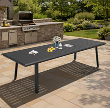 Rectangular Aluminum Outdoor Dining Table with Umbrella Hole, 116.5'' in. W X 41.7'' in. D, Black - WE DO NOT SHIP!!