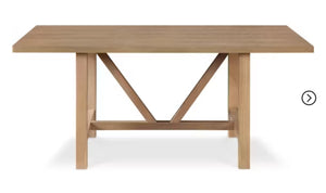Grant Wood Dining Table Rustic Beige - Finch: Modern Farmhouse Style, Seats Six, Trestle Base! (NEW IN BOX - TABLE ONLY!)