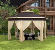 Outsunny 13 ft. x 13 ft. Pop Up Gazebo, Hexagonal Canopy Shelter with 6 Zippered Mesh Netting, Beige! (NEW IN BOX)!