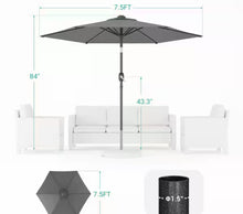 Sonkuki 7.5 ft. Patio Market Crank and Tilt Umbrellas, Table Umbrellas, UV-Resistant Canopy in Anthracite Gray!! NEW IN BOX!!