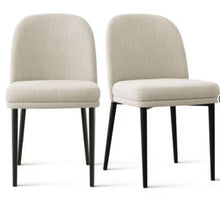 Upholstered Dining Chairs with Linen Blend Fabric and Metal Legs, Modern Armless Side Chairs for Dining Room-Maison Boucle, Set of 2! (NEW IN BOX)