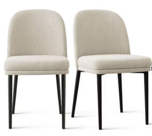 Upholstered Dining Chairs with Linen Blend Fabric and Metal Legs, Modern Armless Side Chairs for Dining Room-Maison Boucle, Set of 2! (NEW IN BOX)