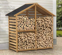 YardCove 29.76 in. Outdoor Firewood Storage Rack with Asphalt Roof and 2-Tier Shelves! (NEW & ASSEMBLED)