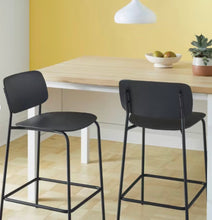 Set of 2 24" Molded Plastic with Metal Base Counter Height Barstool with Footrest Black - Room Essentials! (NEW IN BOX)
