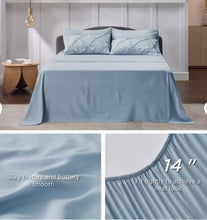Bedsure Bed in a Bag Comforter Set with Sheets, 7pcs Solid Diamond Pintuck All-Season Bedding, Soft Light Blue King Bedding Set! (NEW IN BOX)
