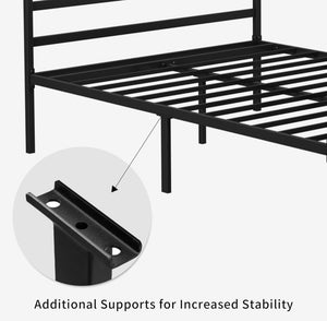 YITAHOME Canopy Bed Frame Metal Four Posters 14 Inch Platform with Built-in Headboard Strong Metal Slat Mattress Support, No Box Spring Needed, Black, Queen Size!! NEW IN BOX!!