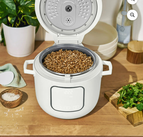 Beautiful 14-Cup Cooked, 6-Cups Uncooked Electric Rice and Grain Cooker, EverGood™ Ceramic Nonstick Coating, White Icing by Drew Barrymore- new in box