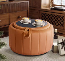 Uixe Modern Orange Velvet Round Accent Storage Ottoman (Set-1)!! BRAND NEW!!