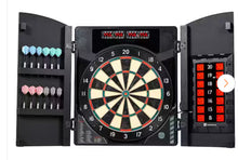 BristleSmart Dartboard with Cabinet - Accepts steel tip darts with electronic scoring and 294 games- NEW IN BOX