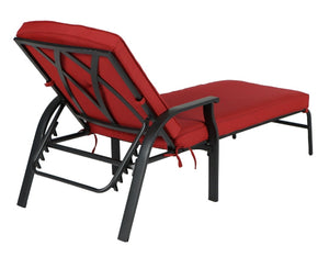 Mainstays Belden Park Cushion Steel Outdoor Chaise Lounge, Red!! NEW IN BOX!!