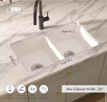 Eridanus Oslo 32 in. Drop-In/Undermount Double Bowl Fireclay Kitchen Sink in Crisp White with Botton Grid and Basket Strainer!! NEW IN BOX!!