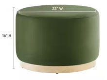 Modway Tilden Large 23 in. Round Performance Velvet Upholstered Ottoman in Moss Green Natural!! BRAND NEW!!