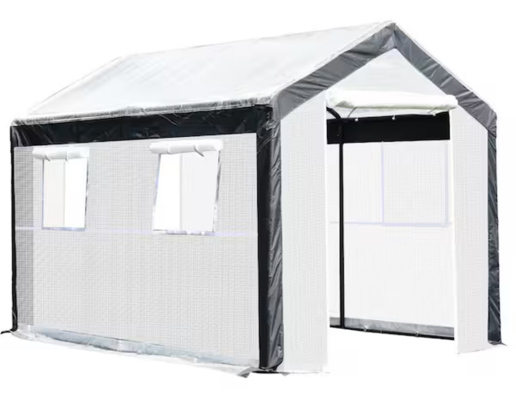 Outsunny 118 in.L x 78.75 in.W x 78.75 in.H Walk-in Garden Fully Enclosed Greenhouse w/ Steel Tubing 4 Windows & 2 Zippered Doors!! NEW IN BOX!!