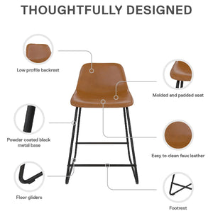 Better Homes & Gardens Farley Scoop Counter Height Stool, Camel Faux Leather!! NEW IN BOXES(2)!!