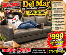 Del Mar Top Grain Leather Collection Sofa - new - dark grey
