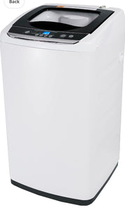 BLACK+DECKER 0.9 Cu. Ft. Portable Washer, 6.6 lb. Capacity Washing Machine for Homes & Apartments, 5 Wash Cycles, Quick Connect Sink Adapter and Drain Hose Included, Transparent Lid & LED Display, BPWM09W, White! (NEW - LIGHTLY DENTED FROM SHIPPING)